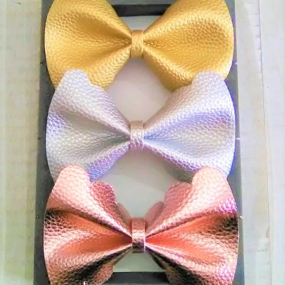 Handmade Other - Rose Gold, Silver & Gold Solid Color Bow Set